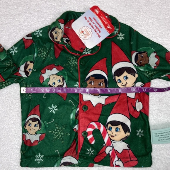 NWT Elf on the Shelf button down green Christmas pajama set 18m - Picture 3 of 8